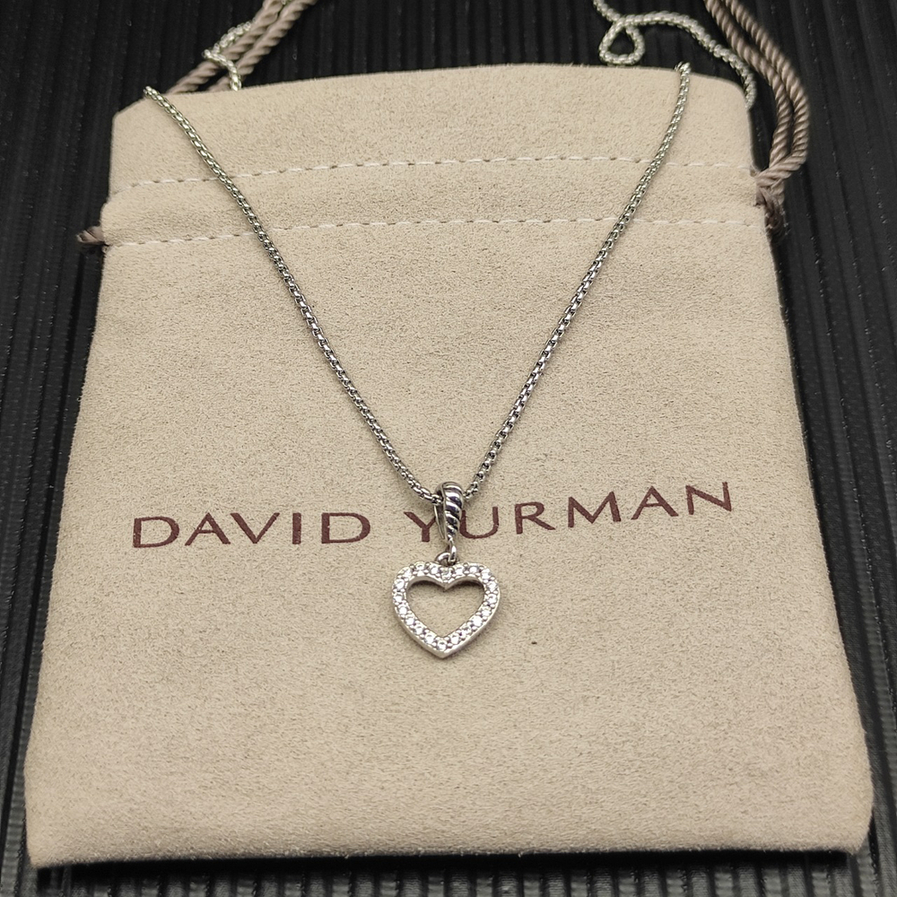 David Yurman Openwork Heart-Shaped Diamond Necklace